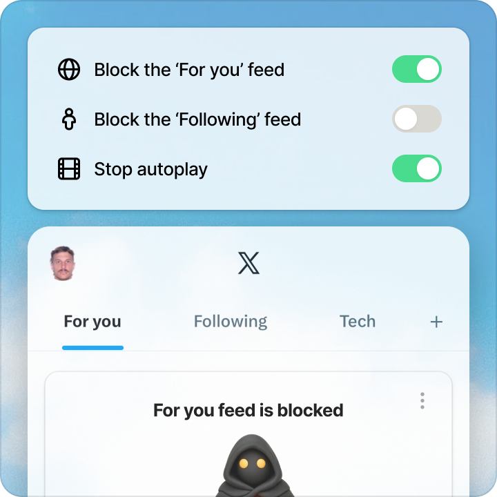 Feed controls blocking X's 'For you' feed and stopping autoplay